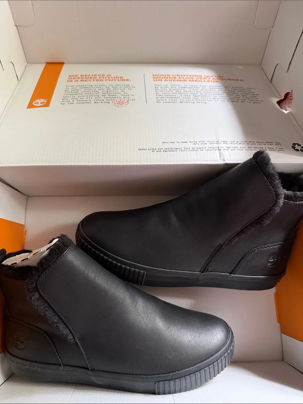Timberland Women’s Black Fleece-Lined Slip-On Ankle Boots
